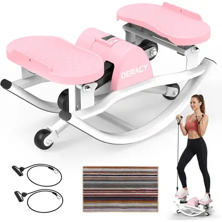 DERACY Upgraded 3D Rocking Low-Impact Stepper